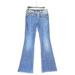 D&G Dolce & Gabbana Vintage Y2K Blue Flare Low Rise Jeans Made in Italy 30x34